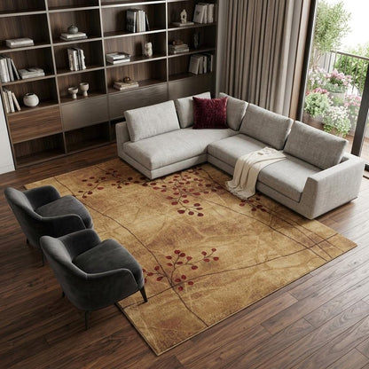 10' X 13' Brown Floral Power Loom Area Rug