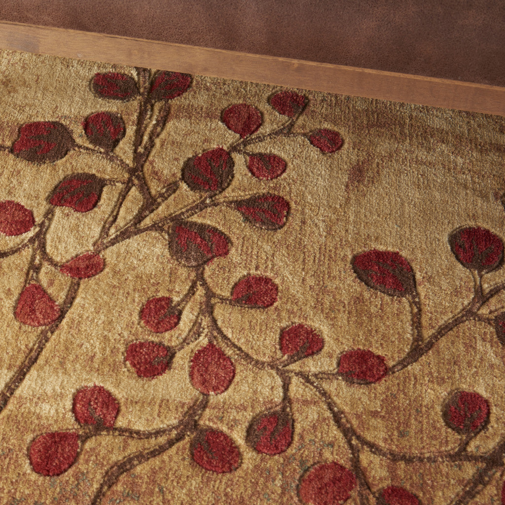 9' X 12' Brown Floral Power Loom Area Rug