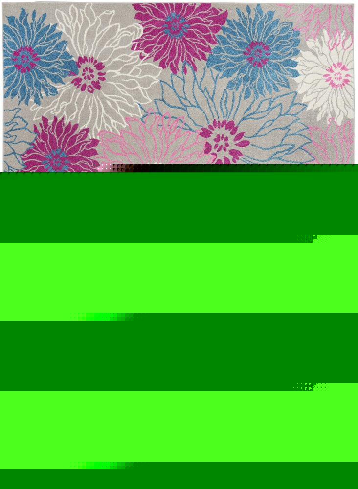 9' X 12' Blue Floral Power Loom Area Rug