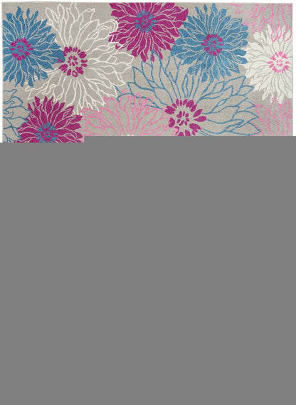 9' X 12' Blue Floral Power Loom Area Rug