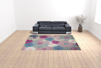 9' X 12' Blue Floral Power Loom Area Rug