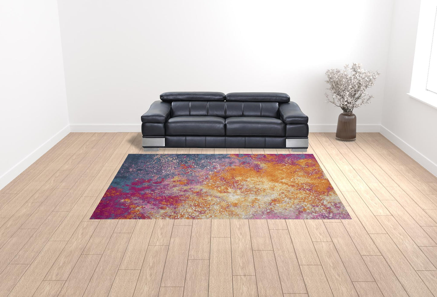 9' X 12' Blue Abstract Power Loom Area Rug