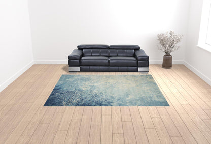 9' X 12' Blue Abstract Power Loom Area Rug