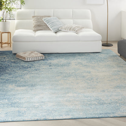 9' X 12' Blue Abstract Power Loom Area Rug