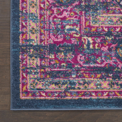 9' X 12' Blue Floral Power Loom Area Rug