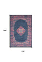 9' X 12' Blue Floral Power Loom Area Rug