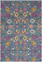 9' X 12' Blue Floral Power Loom Area Rug