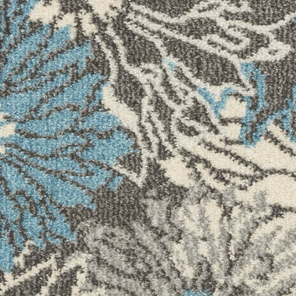 9' X 12' Charcoal Floral Power Loom Area Rug