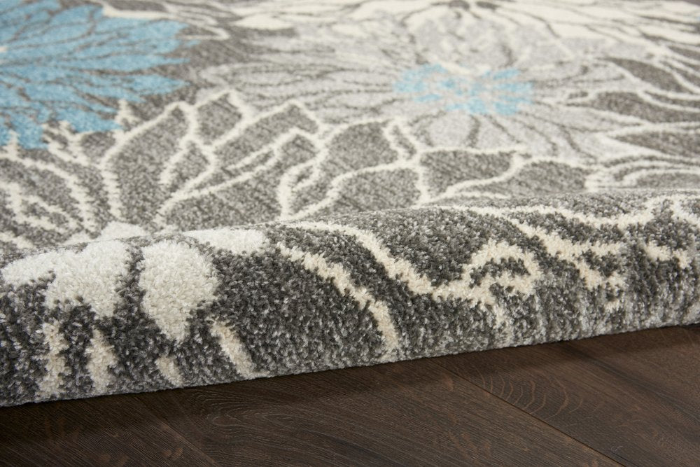 9' X 12' Charcoal Floral Power Loom Area Rug