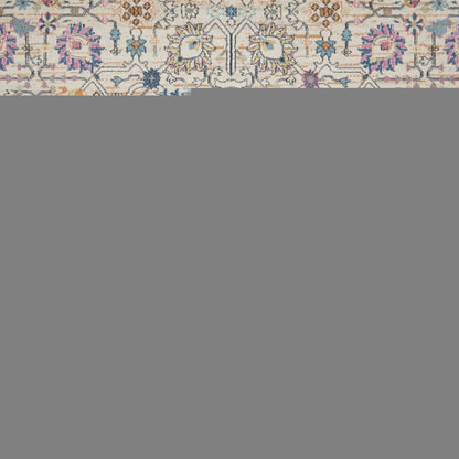 9' X 12' Cream Floral Power Loom Area Rug