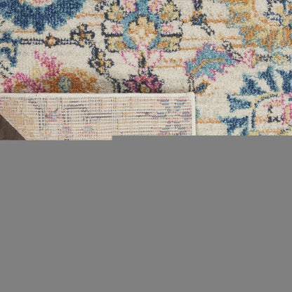 9' X 12' Cream Floral Power Loom Area Rug