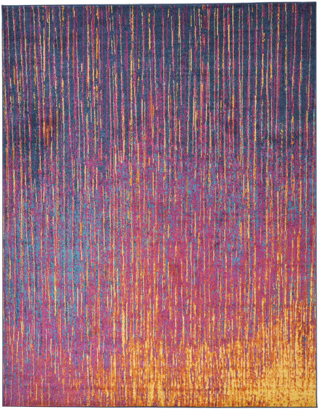 9' X 12' Fuchsia Abstract Power Loom Area Rug