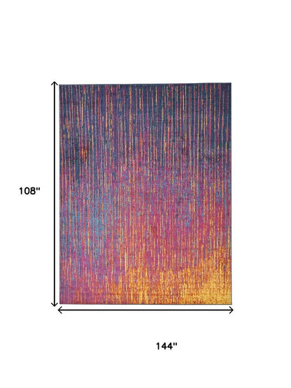9' X 12' Fuchsia Abstract Power Loom Area Rug