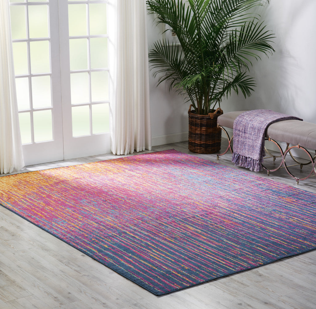 9' X 12' Fuchsia Abstract Power Loom Area Rug