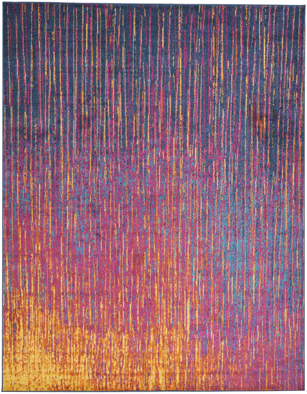 9' X 12' Fuchsia Abstract Power Loom Area Rug