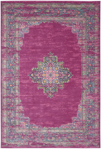 9' X 12' Fuchsia Floral Power Loom Area Rug