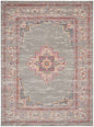 9' X 12' Gray Floral Power Loom Area Rug