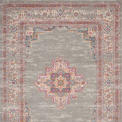 9' X 12' Gray Floral Power Loom Area Rug