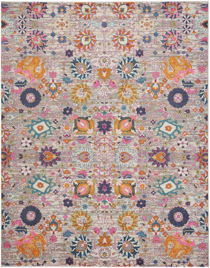 9' X 12' Gray Floral Power Loom Area Rug