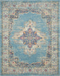 9' X 12' Light Blue Floral Power Loom Area Rug