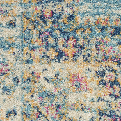 9' X 12' Light Blue Floral Power Loom Area Rug