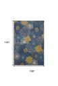 9' X 12' Navy Blue Floral Power Loom Area Rug