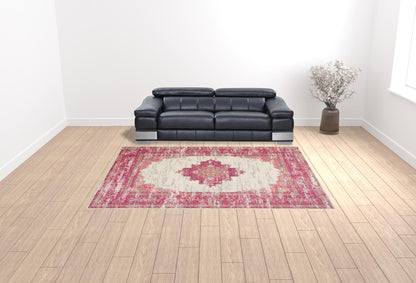 9' X 12' Pink Floral Power Loom Area Rug