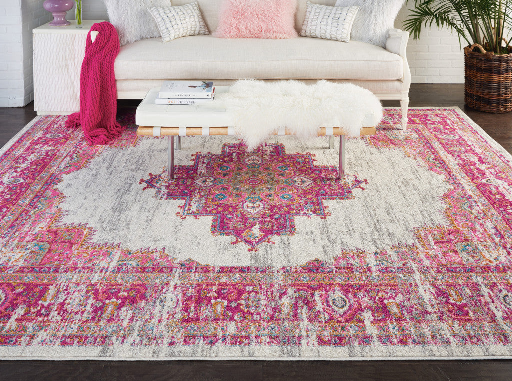 9' X 12' Pink Floral Power Loom Area Rug