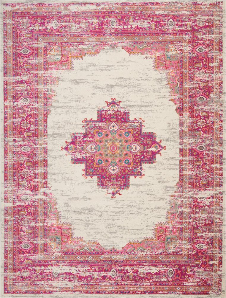9' X 12' Pink Floral Power Loom Area Rug