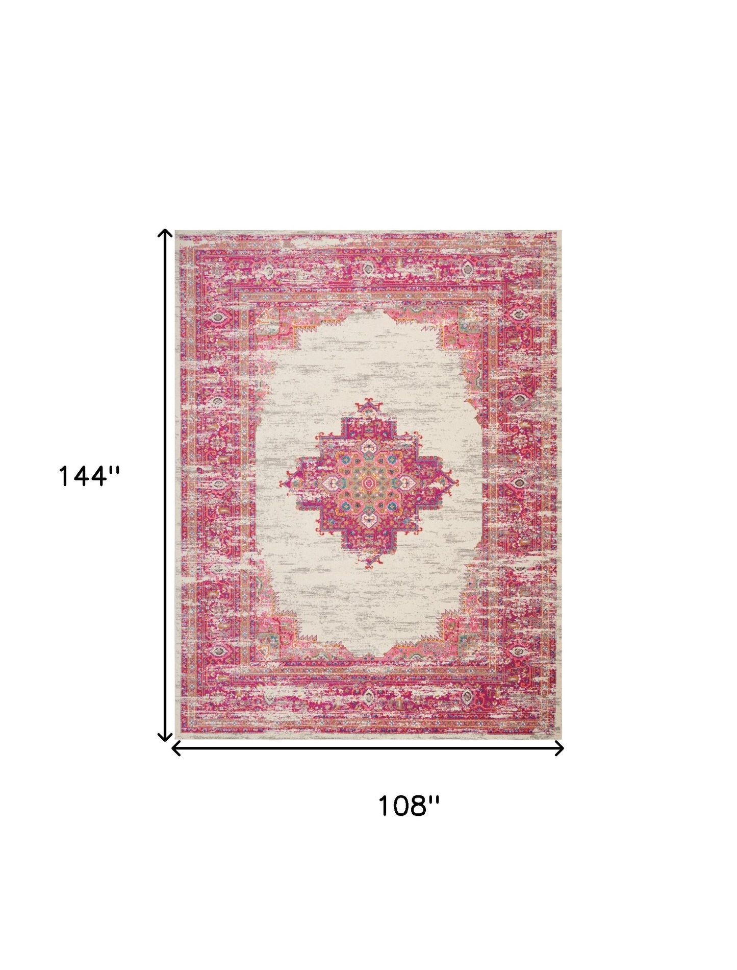 9' X 12' Pink Floral Power Loom Area Rug