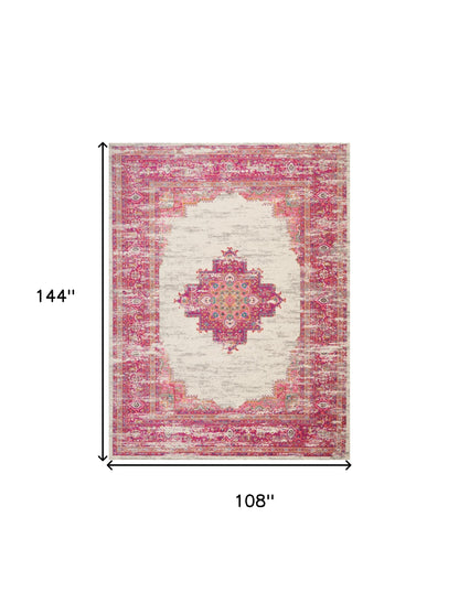 9' X 12' Pink Floral Power Loom Area Rug