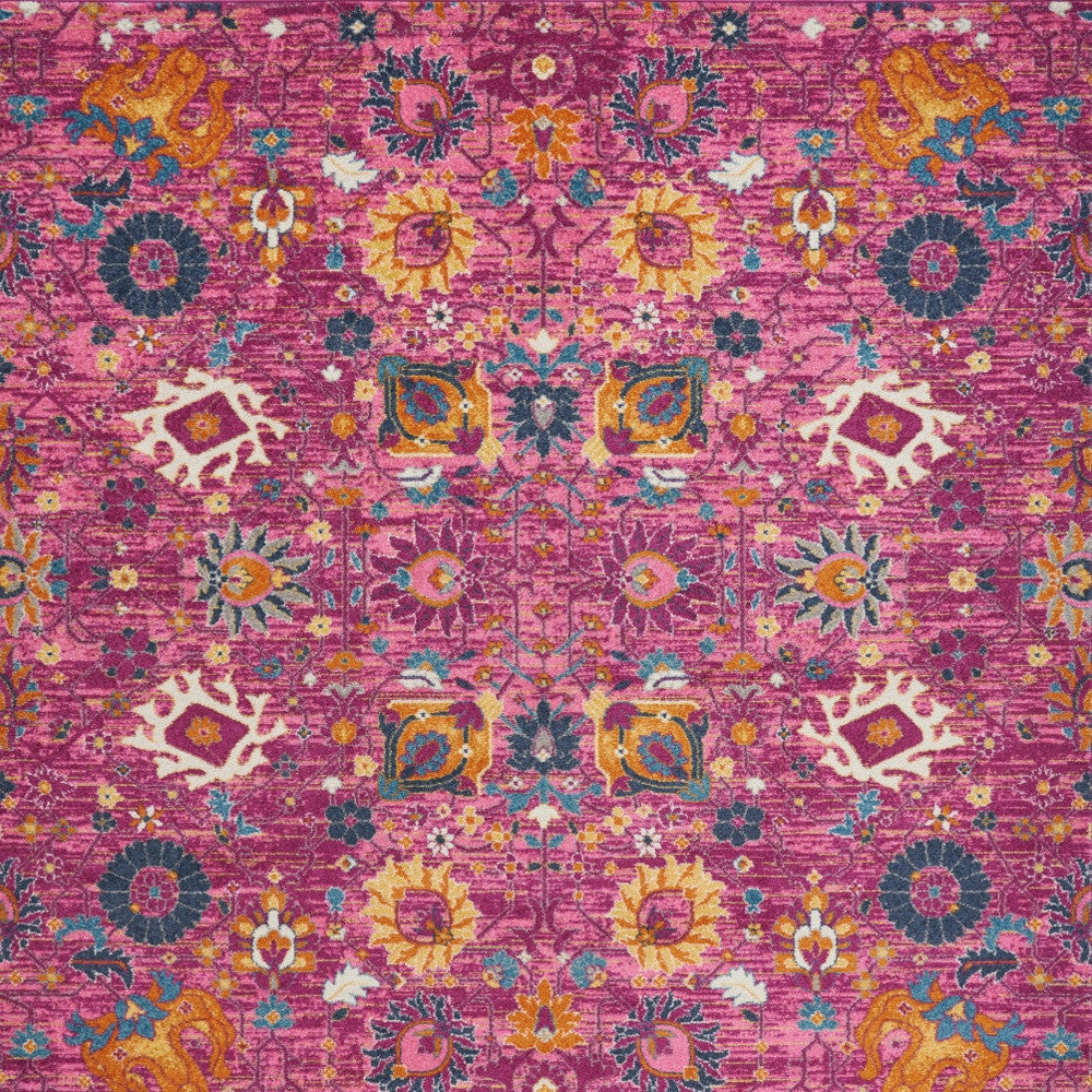 9' X 12' Pink Floral Power Loom Area Rug