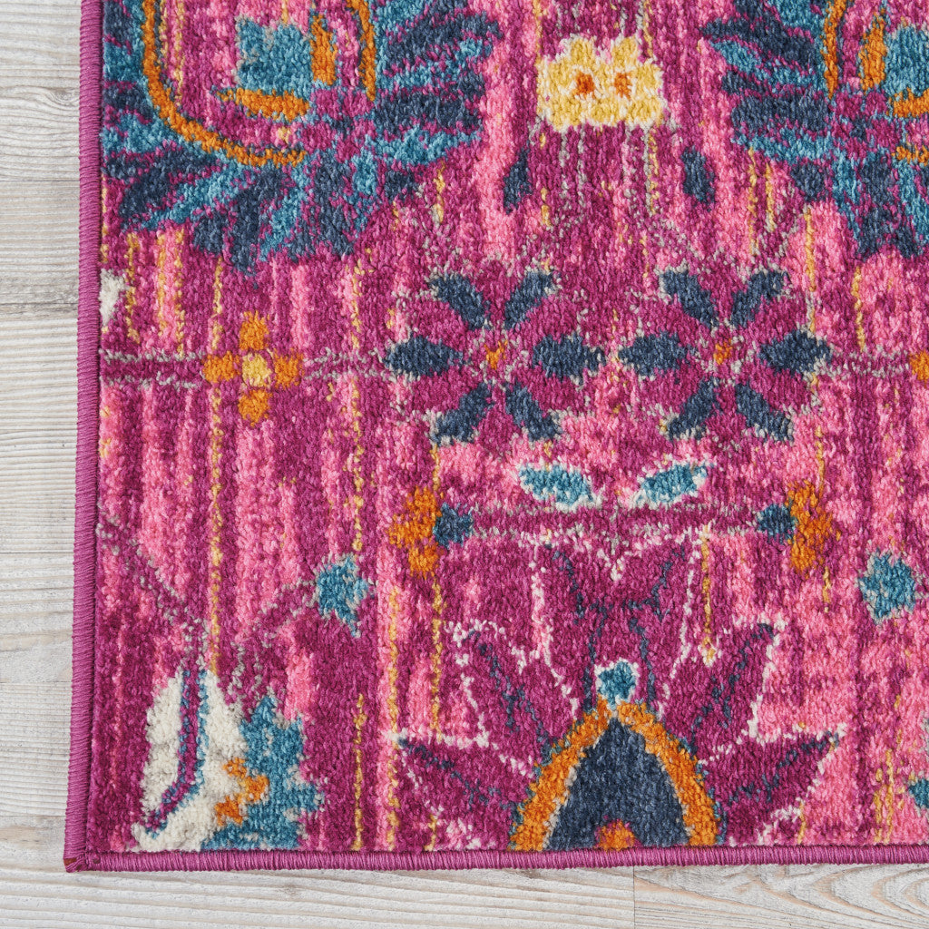 9' X 12' Pink Floral Power Loom Area Rug