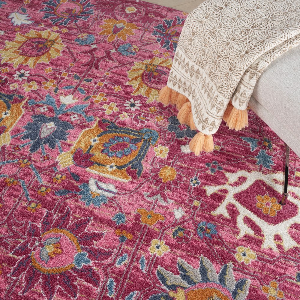 9' X 12' Pink Floral Power Loom Area Rug
