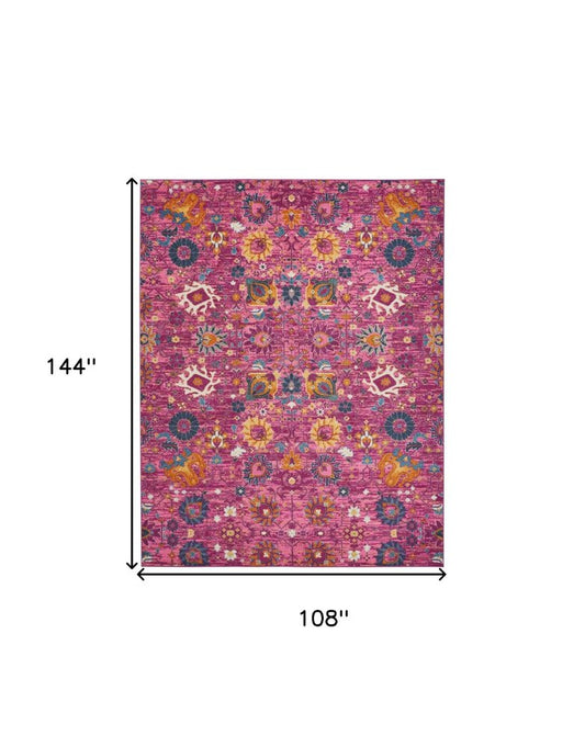 9' X 12' Pink Floral Power Loom Area Rug