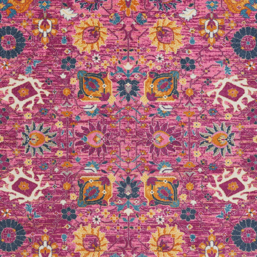 9' X 12' Pink Floral Power Loom Area Rug