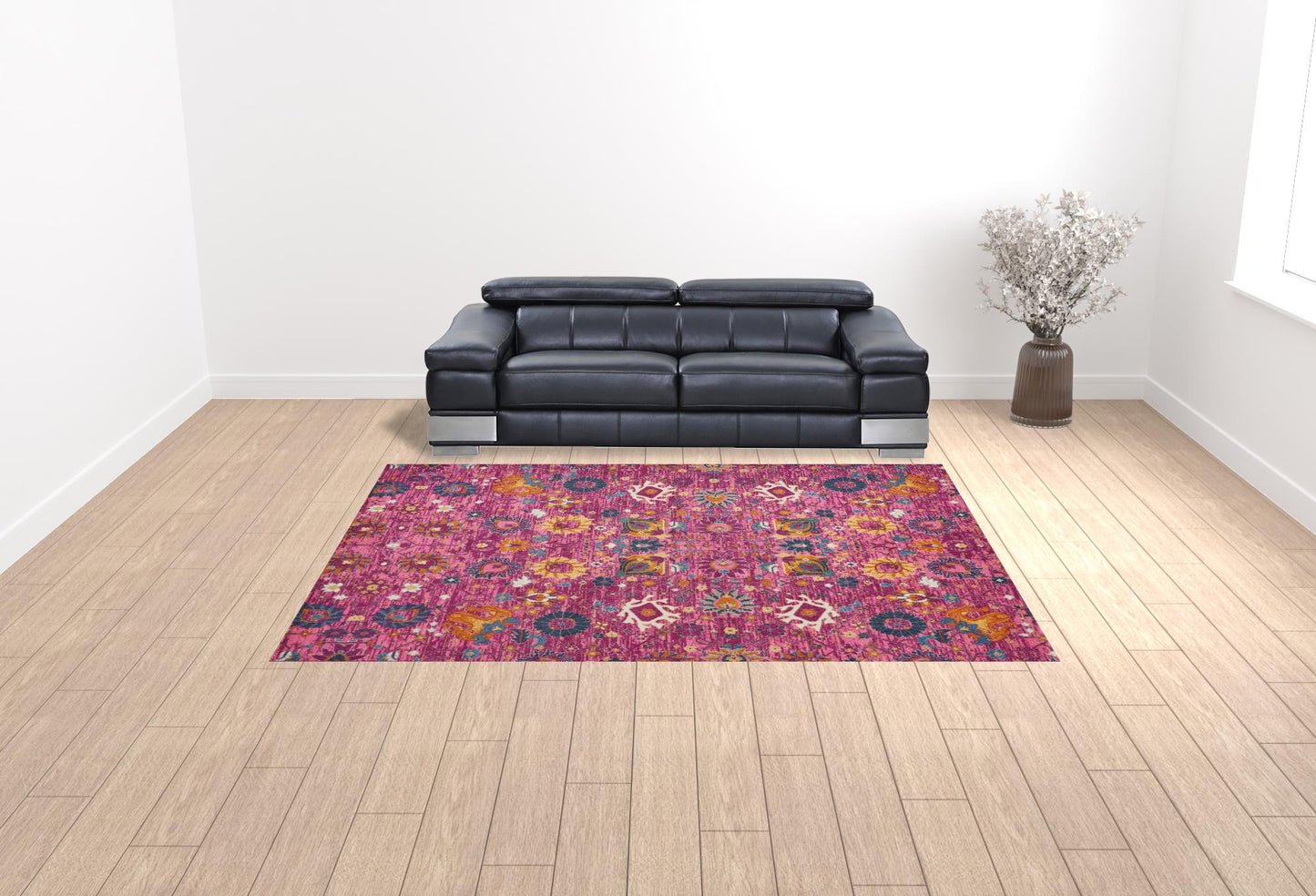 9' X 12' Pink Floral Power Loom Area Rug