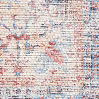 9' X 12' Blue Floral Power Loom Distressed Area Rug
