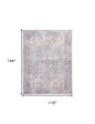 9' X 12' Blue Floral Power Loom Distressed Area Rug