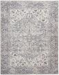 9' X 12' Gray Floral Power Loom Distressed Area Rug