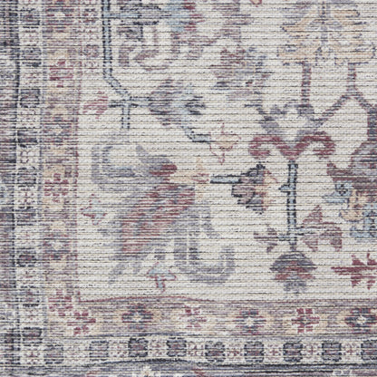 9' X 12' Gray Floral Power Loom Distressed Area Rug