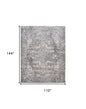 9' X 12' Gray Floral Power Loom Distressed Washable Area Rug