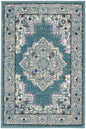 2' X 3' Aqua Floral Power Loom Distressed Area Rug