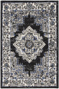 2' X 3' Black Floral Power Loom Distressed Area Rug