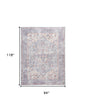 8' X 10' Blue Floral Power Loom Distressed Area Rug