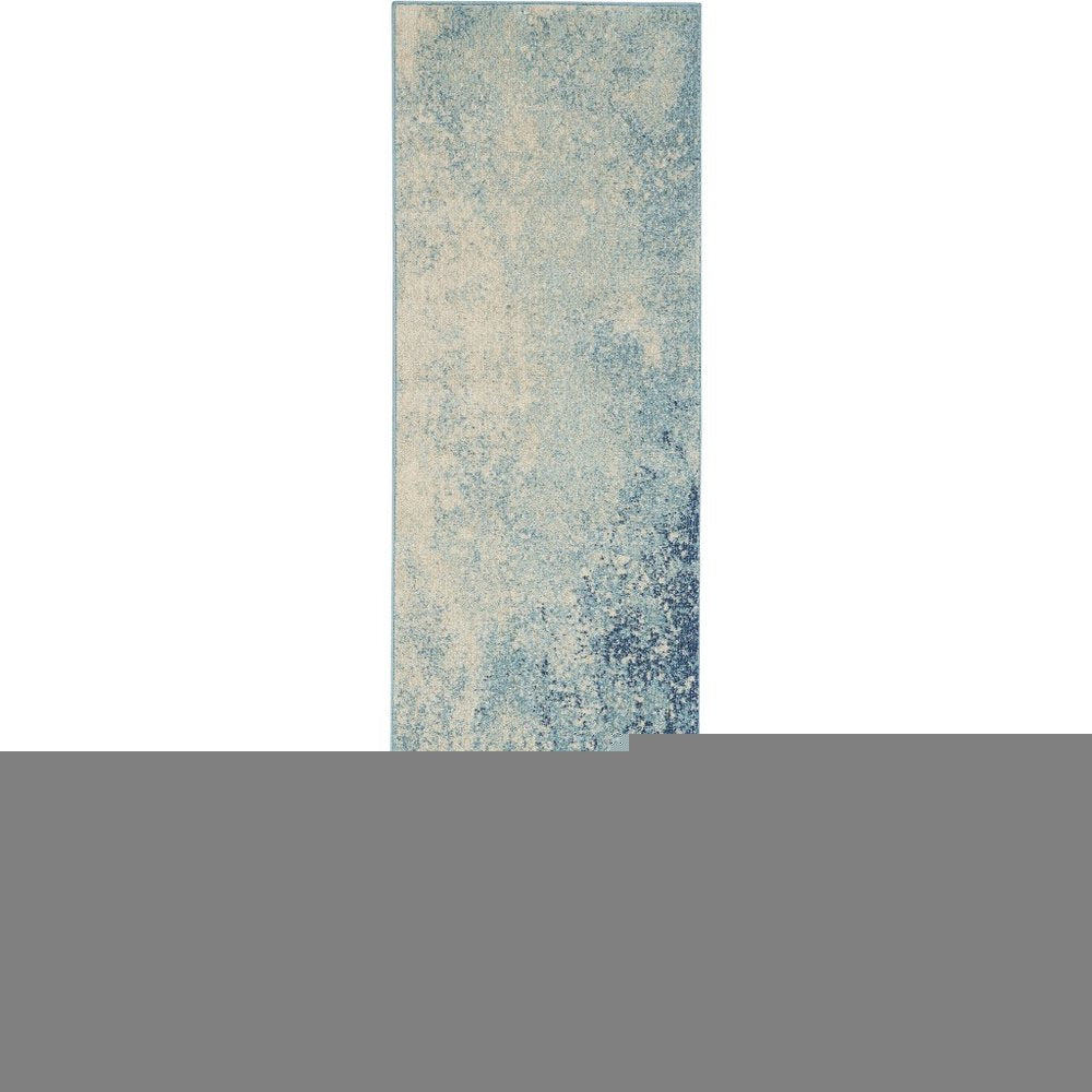 10' Blue Abstract Power Loom Runner Rug