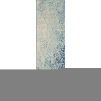 10' Blue Abstract Power Loom Runner Rug