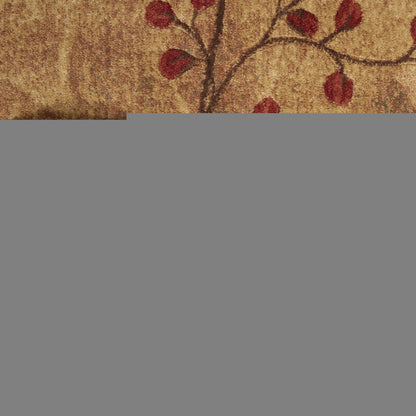 8' X 11' Brown Floral Power Loom Non Skid Area Rug