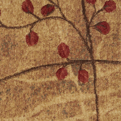 8' X 11' Brown Floral Power Loom Non Skid Area Rug