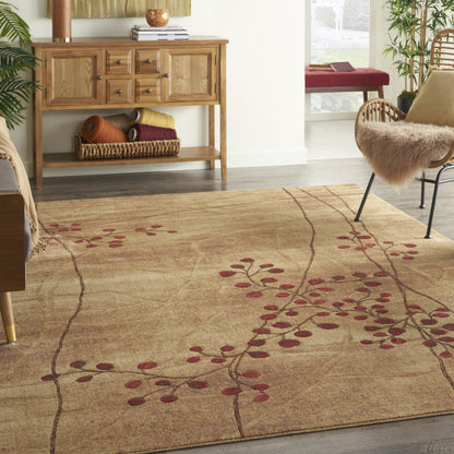 8' X 11' Brown Floral Power Loom Area Rug